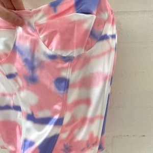 Bustier corset top with purple and pink tie dye